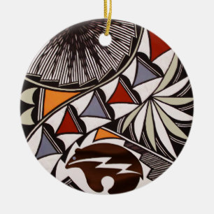 ANIMALS Native American Folk Art BEAR Icon Ceramic Tree Decoration