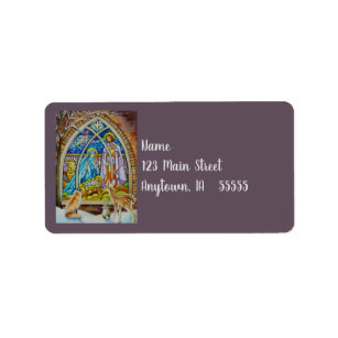 Animals & Nativity Stained Glass Watercolor Art Label