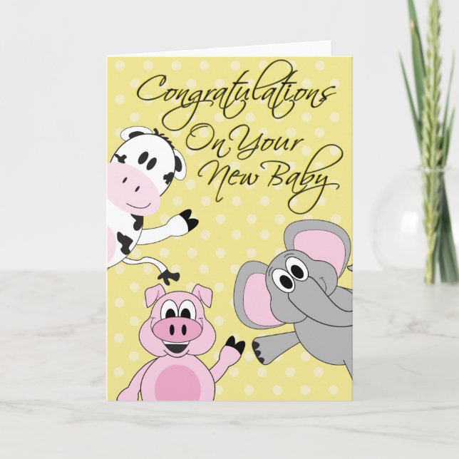 Animals - New Baby Greeting Card (Front)