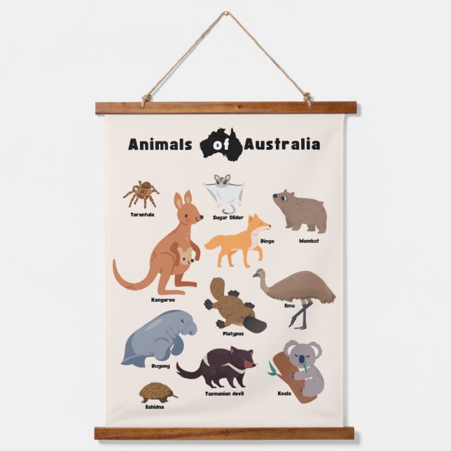 Animals of Australia Aussie Wildlife Hanging Tapestry (Front)
