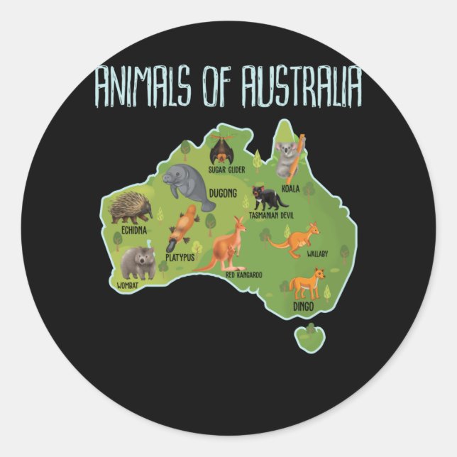 Animals Of Australia Australian Animal Educational Classic Round Sticker (Front)