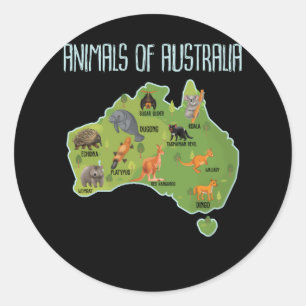Animals Of Australia Australian Animal Educational Classic Round Sticker