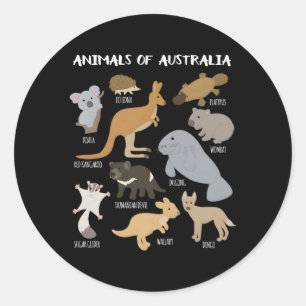 Animals Of Australia Australian Animal Educational Classic Round Sticker
