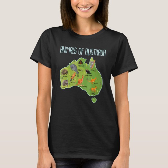 Animals Of Australia Australian Animal Educational T-Shirt (Front)