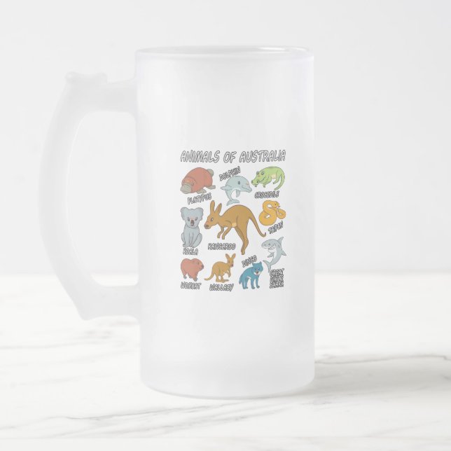 Animals Of Australia Frosted Glass Beer Mug (Left)