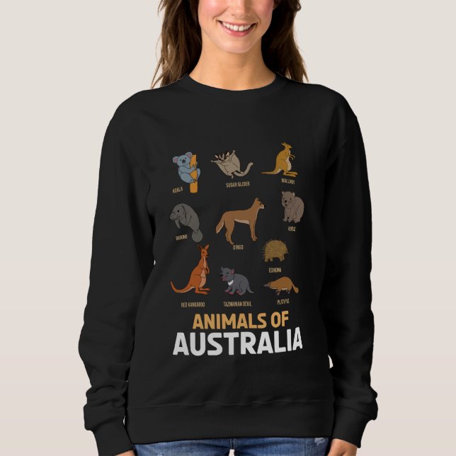 Animals Of Australia Kangaroo Koala Wombat Austral Sweatshirt (Front)