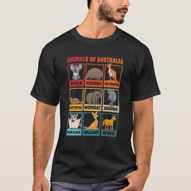 Animals Of Australia Koala Dugong Wombat Dingo Kan T-Shirt (Front)