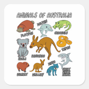 Animals Of Australia Square Sticker