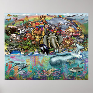 Animals of Land and Sea Poster