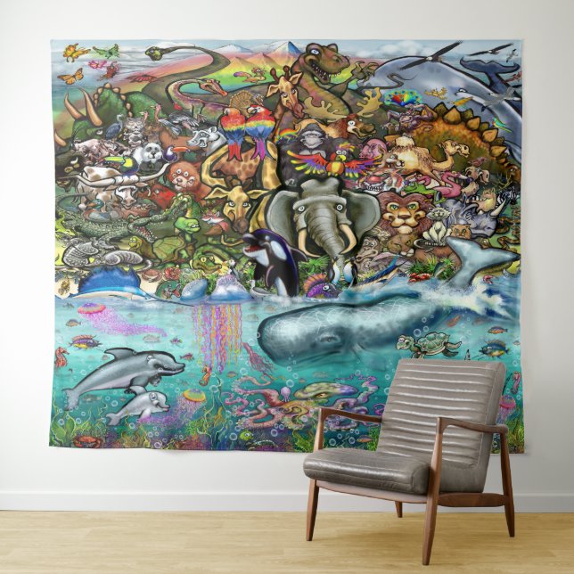 Animals of Land and Sea Tapestry (In Situ (Horizontal))