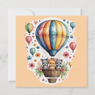 Animals On A baloon Invitation
