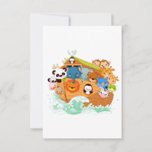 Animals On Noahs Art Invitations