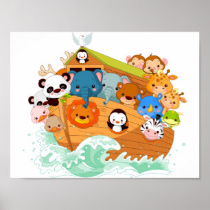Animals On Noahs Art Poster