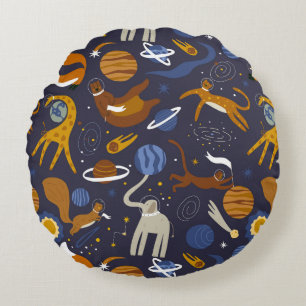 Animals Outer Space Collection Cojin Round Cushion