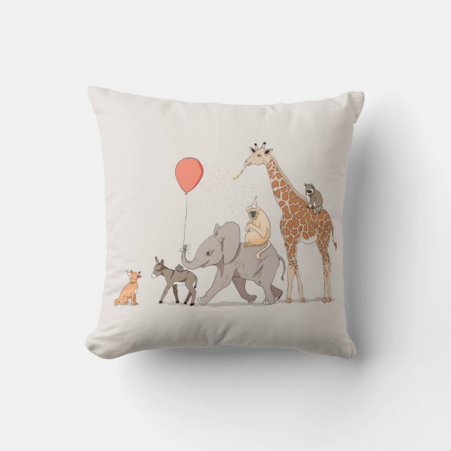 Animals party cute nursery art birthday dog  cushion (Front)