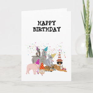 Animals Partying - Animals at Birthday Party Card