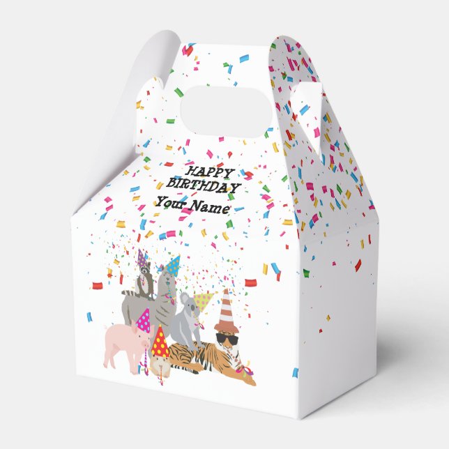 Animals Partying - Animals at Birthday Party  Favour Box (Front Side)