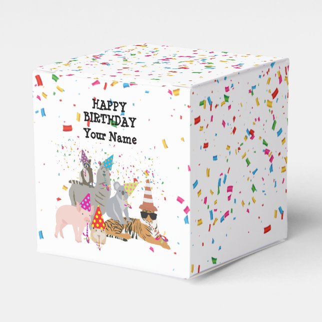 Animals Partying - Animals at Birthday Party  Favour Box (Front Side)