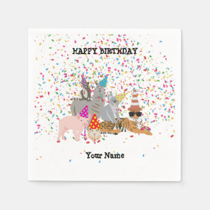 Animals Partying - Animals at Birthday Party Napkin