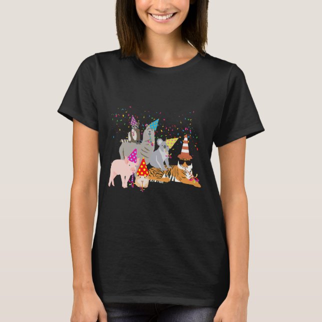 Animals Partying Cute Animals Having A Party _1  T-Shirt (Front)