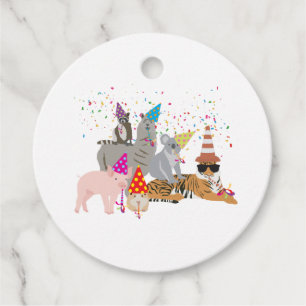 Animals Partying - Cute Animals Having a Party Favour Tags