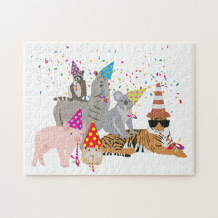 Animals Partying - Cute Animals Having a Party Jigsaw Puzzle
