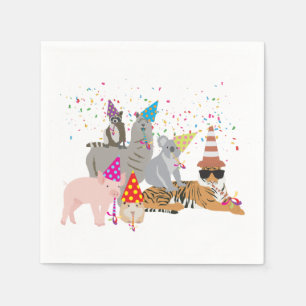 Animals Partying - Cute Animals Having a Party Napkin