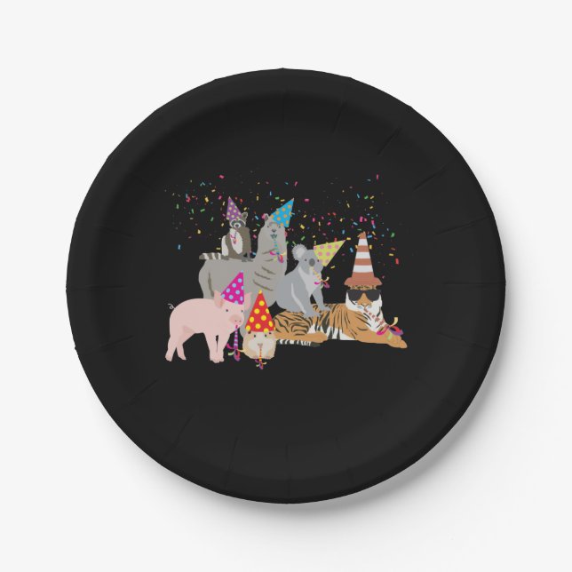 Animals Partying - Cute Animals Having a Party Paper Plate (Front)