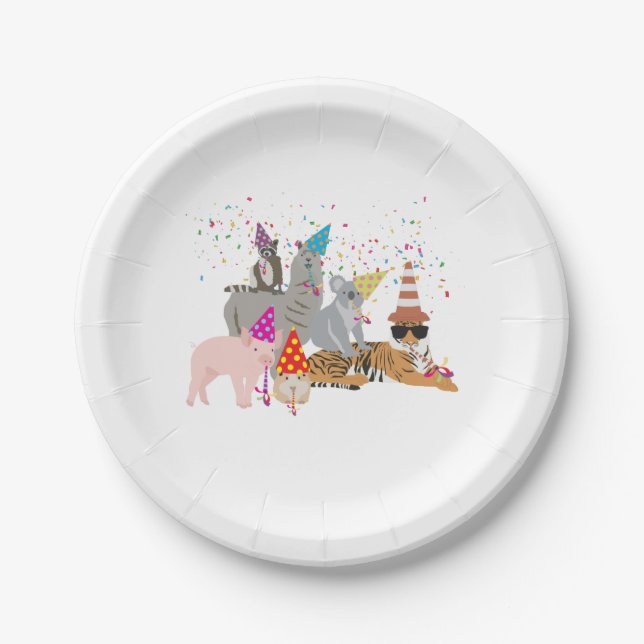 Animals Partying - Cute Animals Having a Party Paper Plate (Front)
