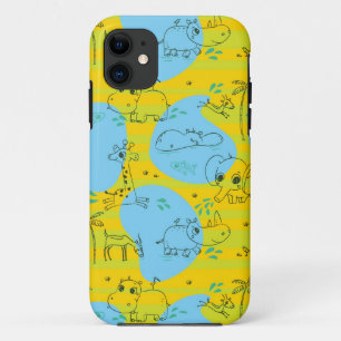 Animals playing baby pattern background iPhone 11 case
