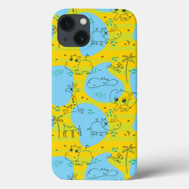 Animals playing baby pattern background Case-Mate iPhone case (Back)
