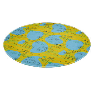 Animals playing baby pattern background cutting board