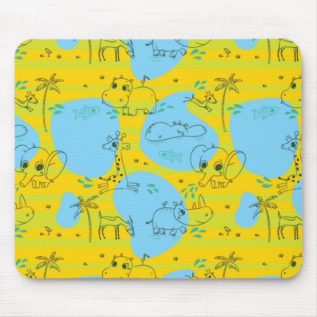 Animals playing baby pattern background mouse mat (Front)