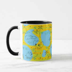 Animals playing baby pattern background mug