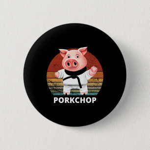 Animals Puns Pig Karate Pork Chop Pun 6 Cm Round Badge