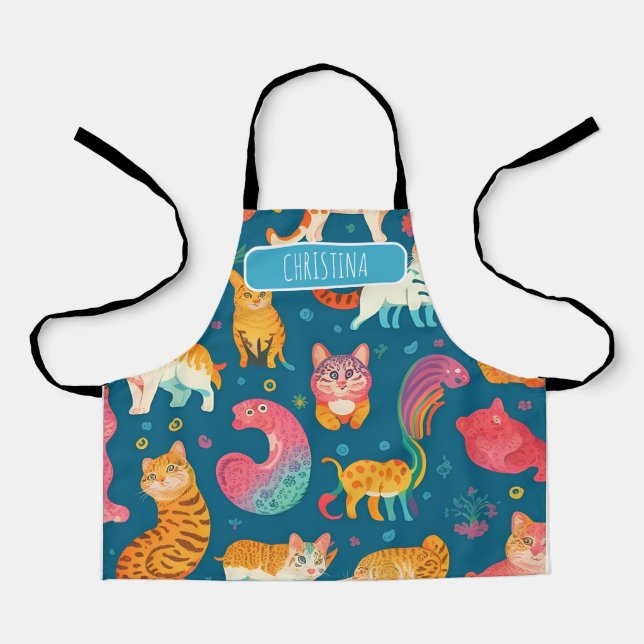 Animals Retro Colourful Personalised Pattern Apron (Front)