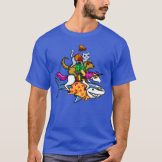 Animals Riding Shark boy T-Shirt
