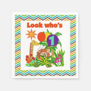 Animals Safari 1st Birthday Paper Napkins