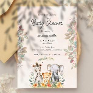 Animals Safari Baby Shower Invitation
