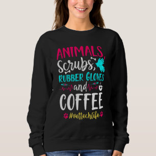 Animals Scrubs Gloves Vet Tech Veterinarians Stud Sweatshirt