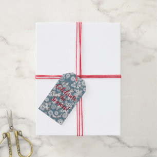 Animals & Snowflakes Fun Blue Winter Christmas Gift Tags