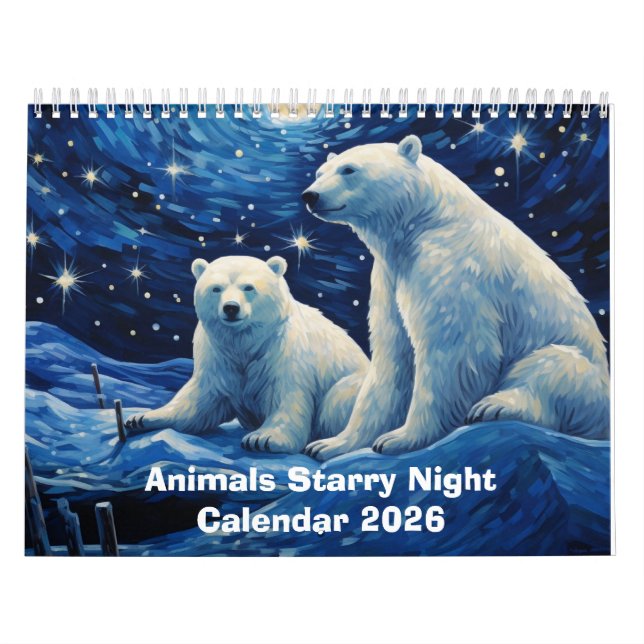 Animals Starry Night 2026 Calendar (Cover)