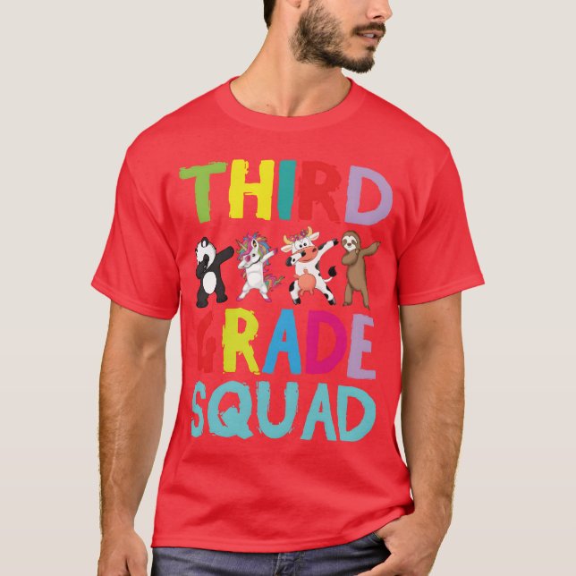 Animals Students Dabbing Backo Schoolhird boy T-Shirt (Front)