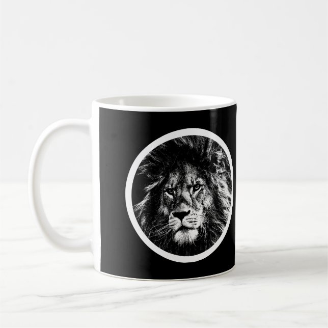Animals The King Pop Art Template Lion Face Coffee Mug (Left)