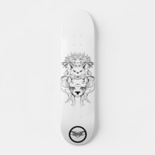Animals totem black and white line art drawing skateboard