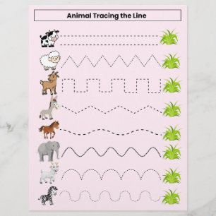 Animals Tracing the Line Worksheet for Kids Flyer