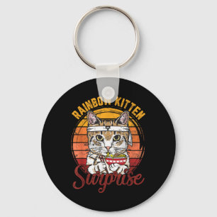 Animals Vintage Cats Rainbow Cat Kitten Surprise & Key Ring