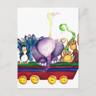 Animals wagon postcard
