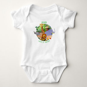 Animals Wild One Jungle greenery safari For kids Baby Bodysuit