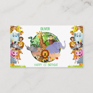 Animals Wild One Jungle greenery safari For kids Enclosure Card